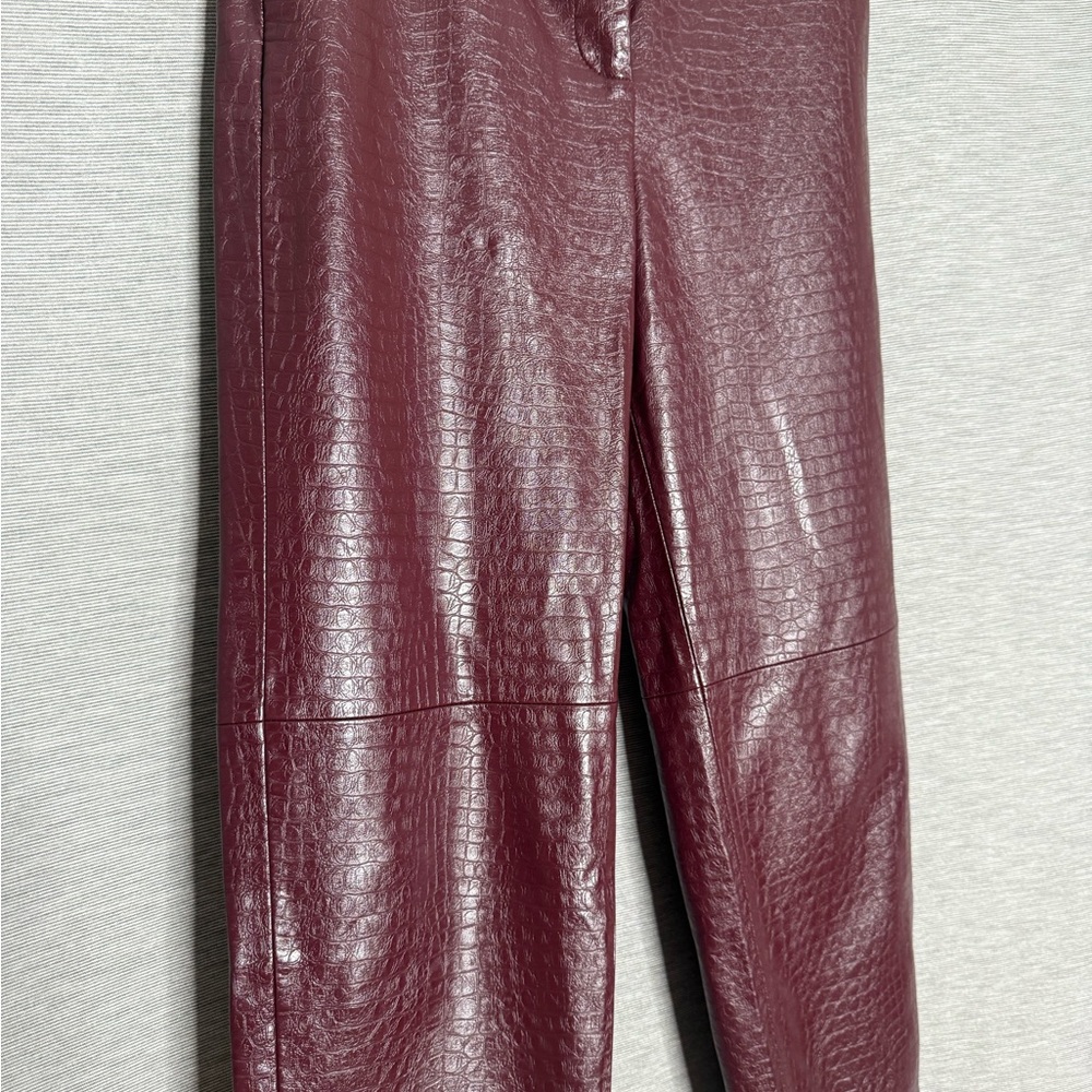 Zara Maroon Croc-Embossed Trousers - Picture 10 of 10